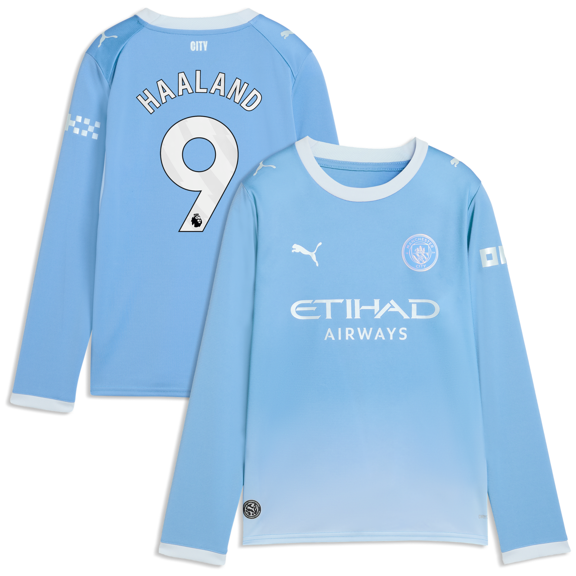 Manchester City PUMA Home Shirt 2026-27 - Long Sleeve - Kids with Haaland 9 printing