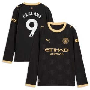 Manchester City Puma Away Shirt 2026-27 - Long Sleeve - Kids with Haaland 9 printing