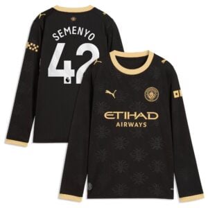 Manchester City Puma Away Shirt 2026-27 - Long Sleeve - Kids with Semenyo 42 printing