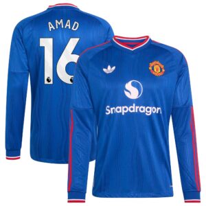 Manchester United adidas Away Authentic Shirt 2026-27 - Long Sleeve with Amad 16 printing