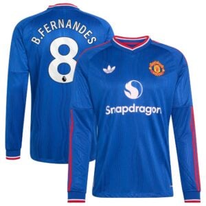 Manchester United adidas Away Authentic Shirt 2026-27 - Long Sleeve with B.Fernandes 8 printing