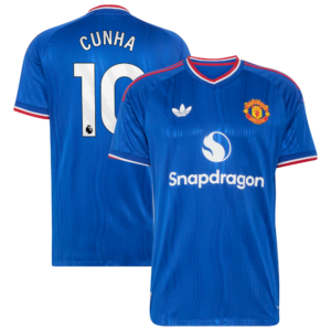 Manchester United adidas Away Authentic Shirt 2026-27 with Cunha 10 printing