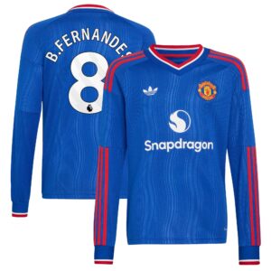 Manchester United adidas Away Shirt 2026-27 - Long Sleeve - Kids with B.Fernandes 8 printing