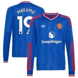 Manchester United adidas Away Shirt 2026-27 - Long Sleeve - Kids with Mbeumo 19 printing