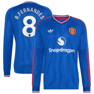 Manchester United adidas Away Shirt 2026-27 - Long Sleeve with B.Fernandes 8 printing