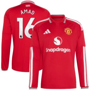 Manchester United adidas Home Authentic Shirt 2026-27 - Long sleeve with Amad 16 printing