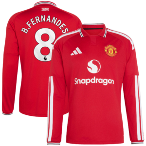 Manchester United adidas Home Authentic Shirt 2026-27 - Long sleeve with B.Fernandes 8 printing