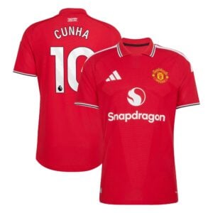 Manchester United adidas Home Authentic Shirt 2026-27 with Cunha 10 printing
