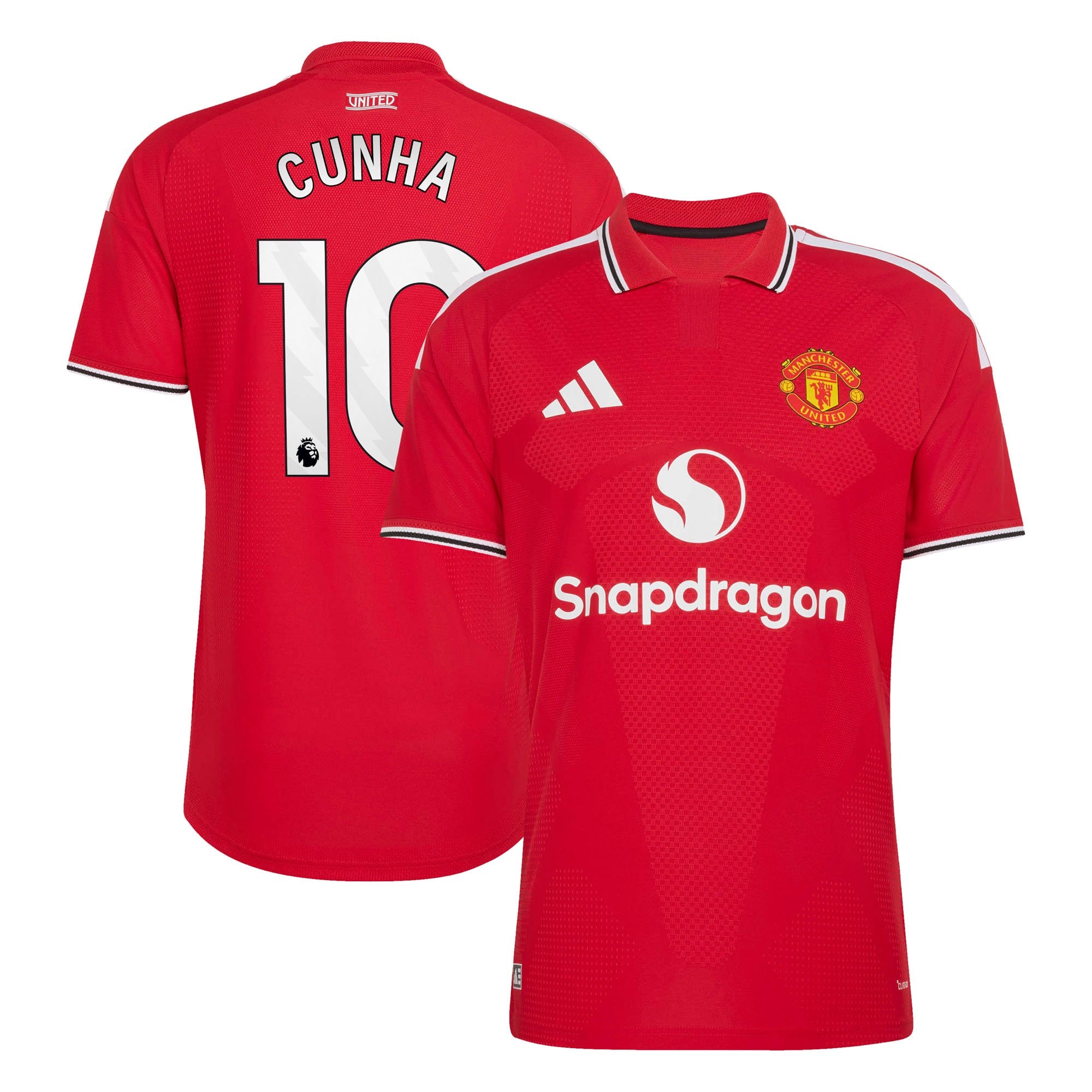 Manchester United adidas Home Authentic Shirt 2026-27 with Cunha 10 printing