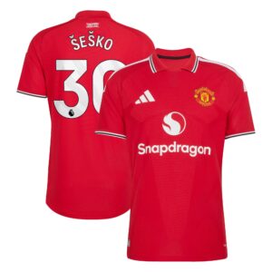 Manchester United adidas Home Authentic Shirt 2026-27 with Šeško 30 printing