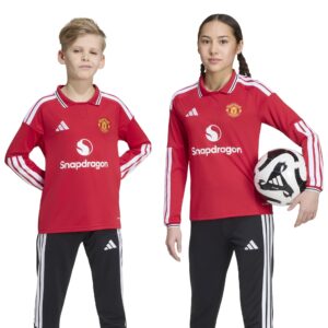 Manchester United adidas Home Shirt 2026-27 - Kids - Long Sleeve