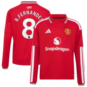 Manchester United adidas Home Shirt 2026-27 - Kids - Long Sleeve with B.Fernandes 8 printing