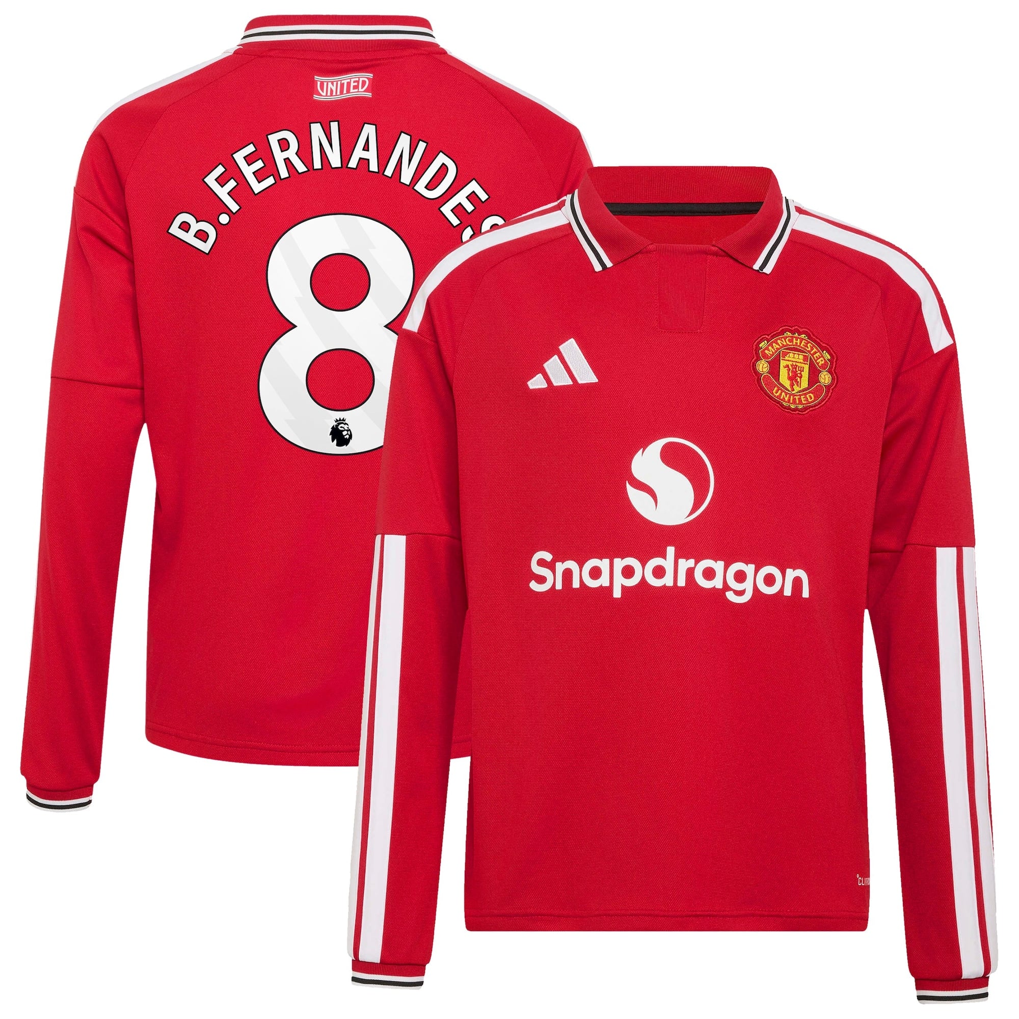 Manchester United adidas Home Shirt 2026-27 - Kids - Long Sleeve with B.Fernandes 8 printing