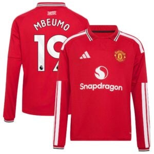 Manchester United adidas Home Shirt 2026-27 - Kids - Long Sleeve with Mbeumo 19 printing