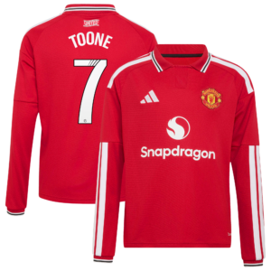 Manchester United adidas Home Shirt 2026-27 - Kids - Long Sleeve with Toone 7 printing