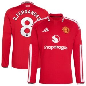 Manchester United adidas Home Shirt 2026-27 - Long Sleeve with B.Fernandes 8 printing
