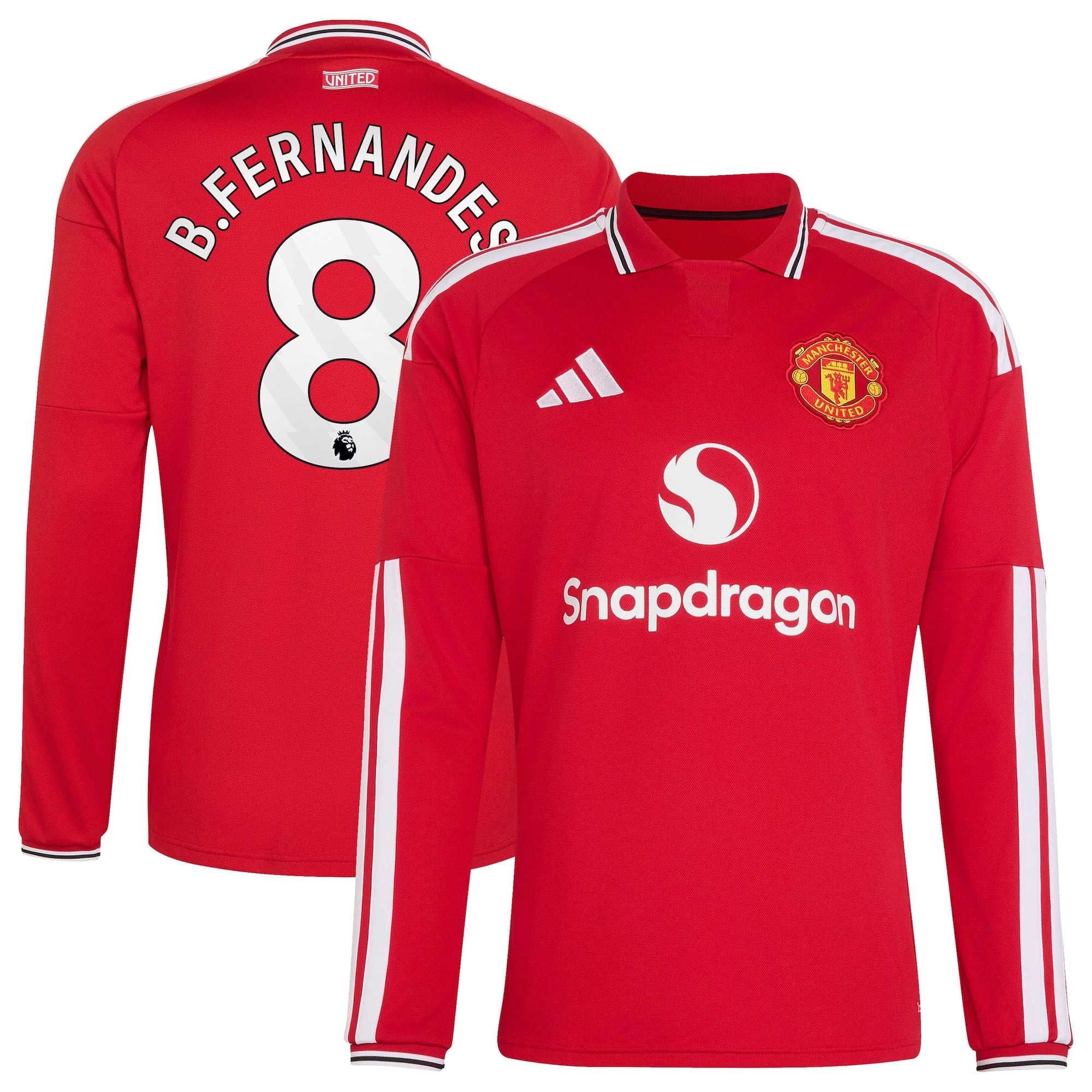 Manchester United adidas Home Shirt 2026-27 - Long Sleeve with B.Fernandes 8 printing