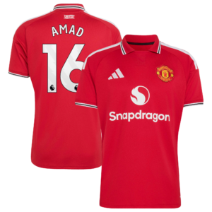 Manchester United adidas Home Shirt 2026-27 with Amad 16 printing
