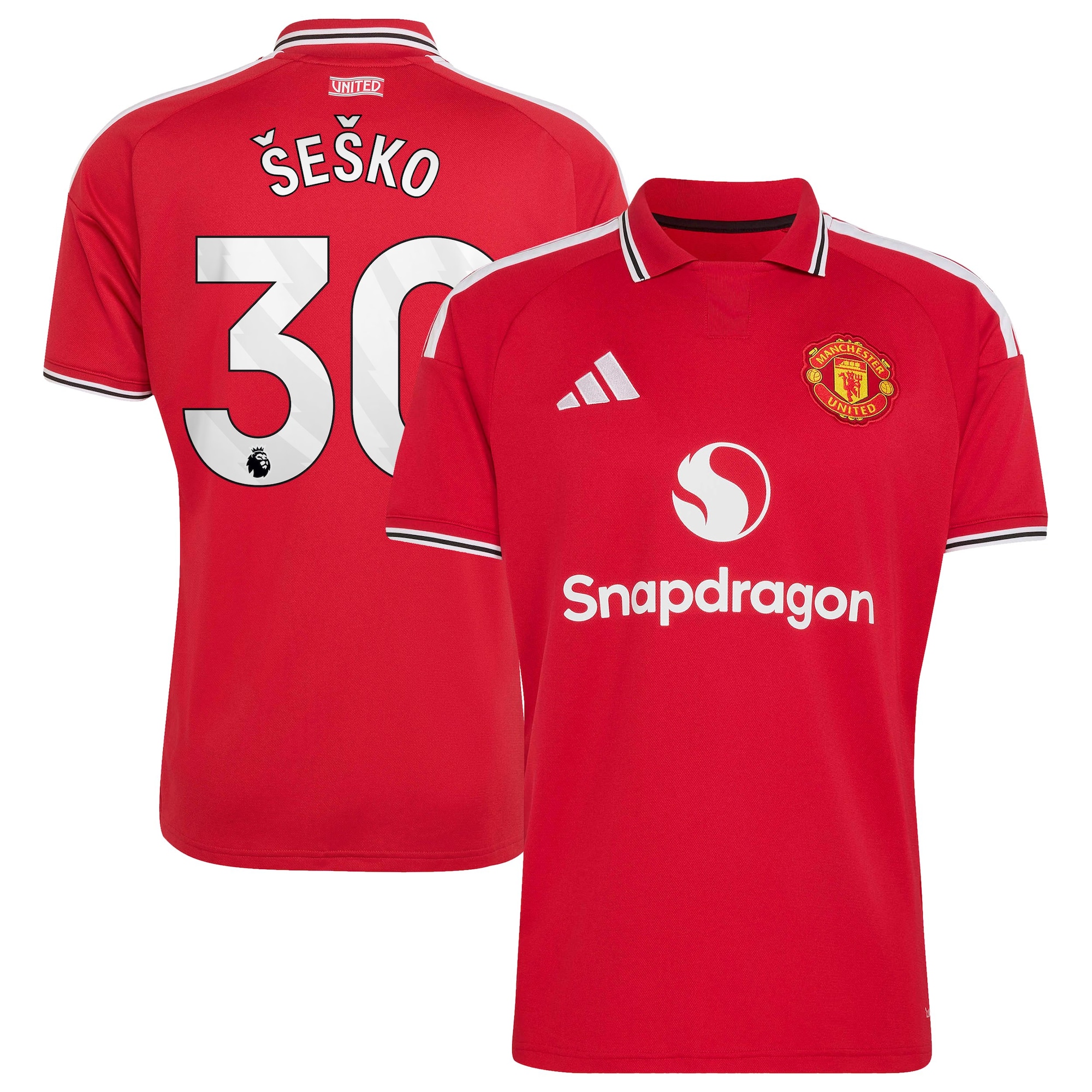Manchester United adidas Home Shirt 2026-27 with Šeško 30 printing