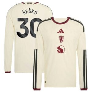 Manchester United adidas Third Authentic Shirt 2026-27 - Long Sleeve with Šeško 30 printing