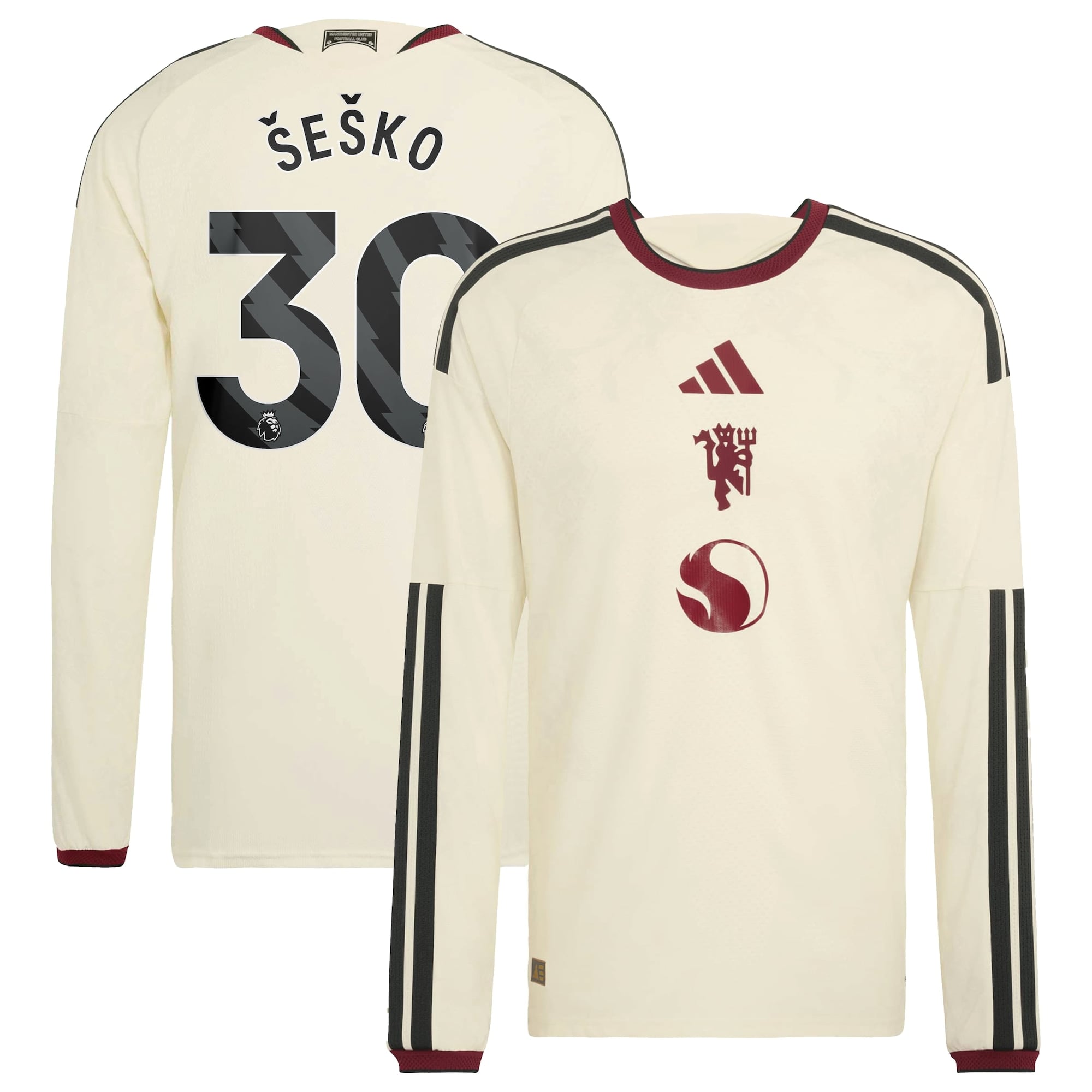 Manchester United adidas Third Authentic Shirt 2026-27 - Long Sleeve with Šeško 30 printing