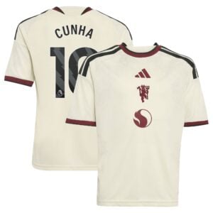 Manchester United adidas Third Shirt 2026-27 - Kids with Cunha 10 printing