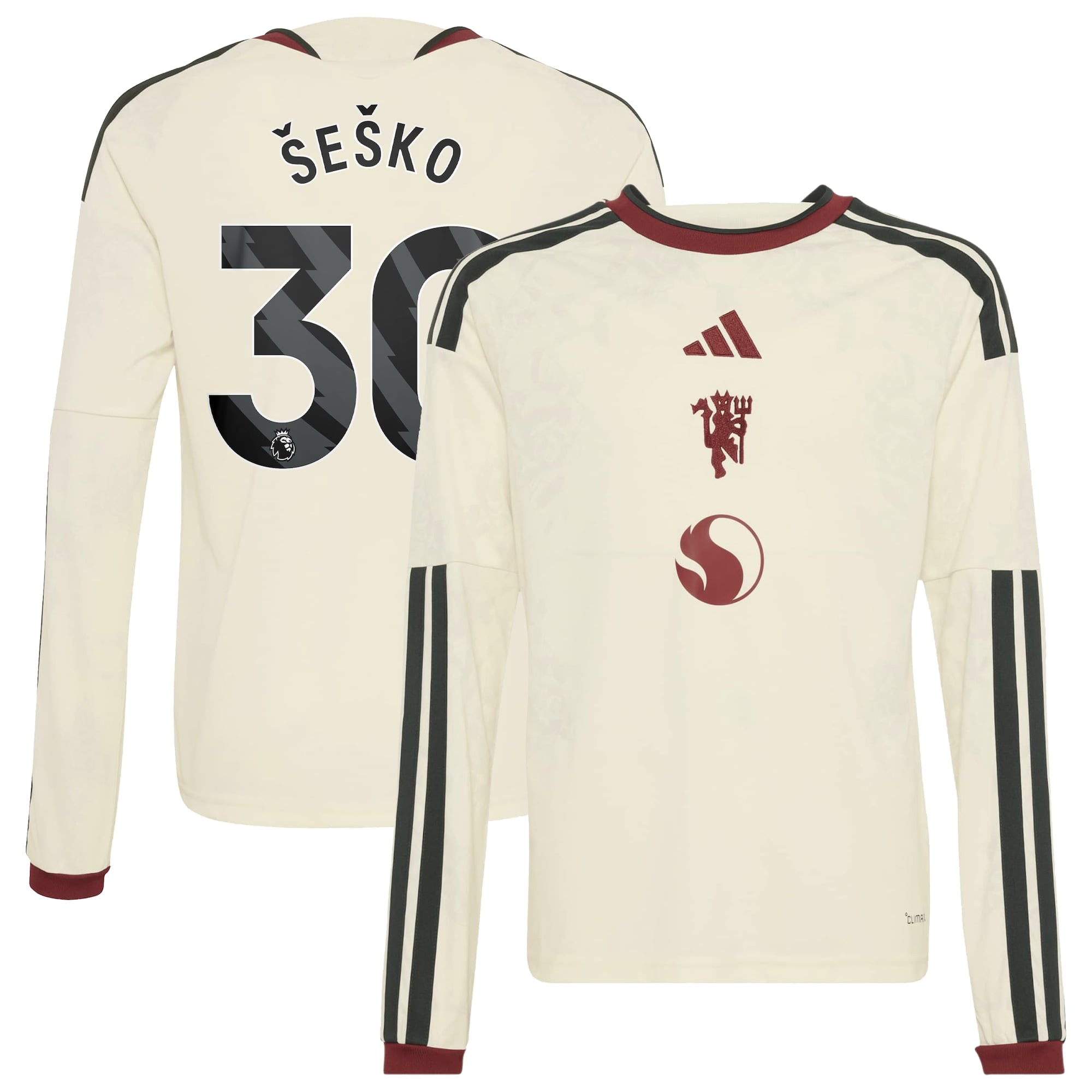 Manchester United adidas Third Shirt 2026-27 - Long Sleeve - Kids with Šeško 30 printing