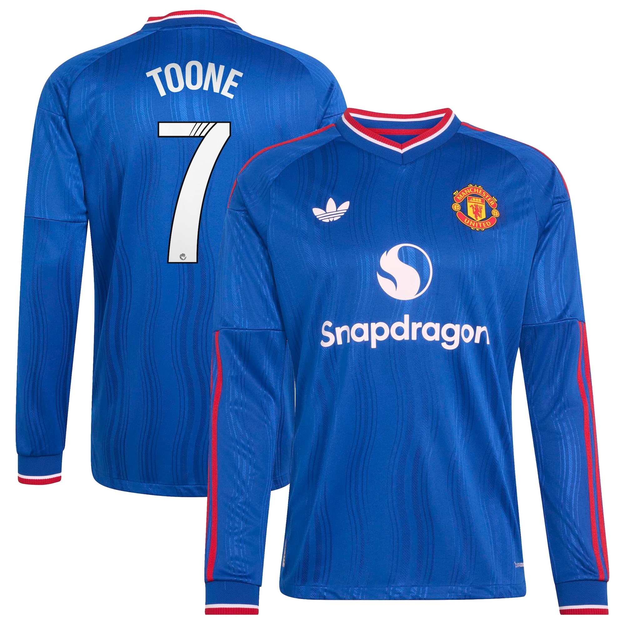 Manchester United adidas WSL Away Authentic Shirt 2026-27 - Long Sleeve with Toone 7 printing