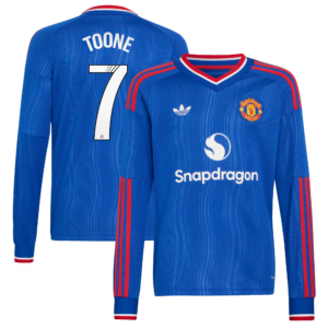 Manchester United adidas WSL Away Shirt 2026-27 - Long Sleeve - Kids with Toone 7 printing