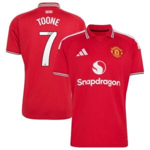 Manchester United adidas WSL Home Shirt 2026-27 with Toone 7 printing