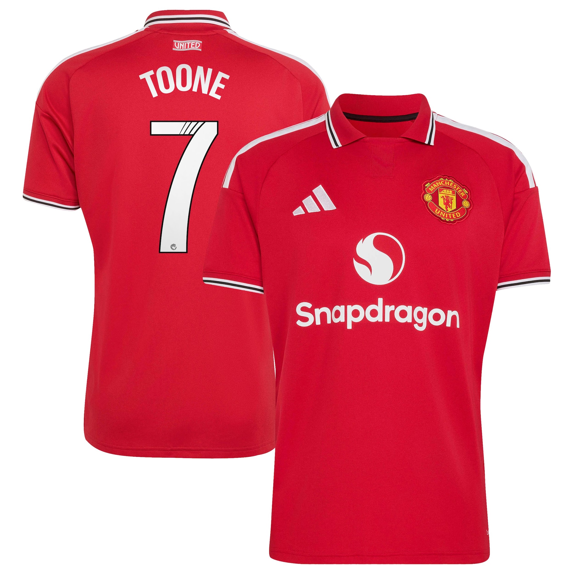 Manchester United adidas WSL Home Shirt 2026-27 with Toone 7 printing