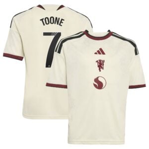 Manchester United adidas WSL Third Shirt 2026-27 - Kids with Toone 7 printing