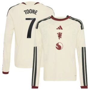 Manchester United adidas WSL Third Shirt 2026-27 - Long Sleeve - Kids with Toone 7 printing