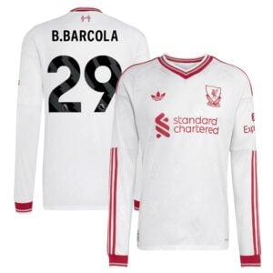 Liverpool adidas Away Authentic Shirt 2026-27 - Long Sleeve with B.Barcola 29 printing