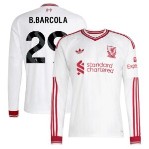 Liverpool adidas Away Shirt 2026-27 - Long Sleeve with B.Barcola 29 printing