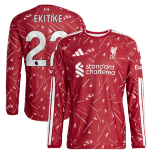 Liverpool adidas Home Authentic Shirt 2026-27 - Long sleeve with Ekitike 22 printing