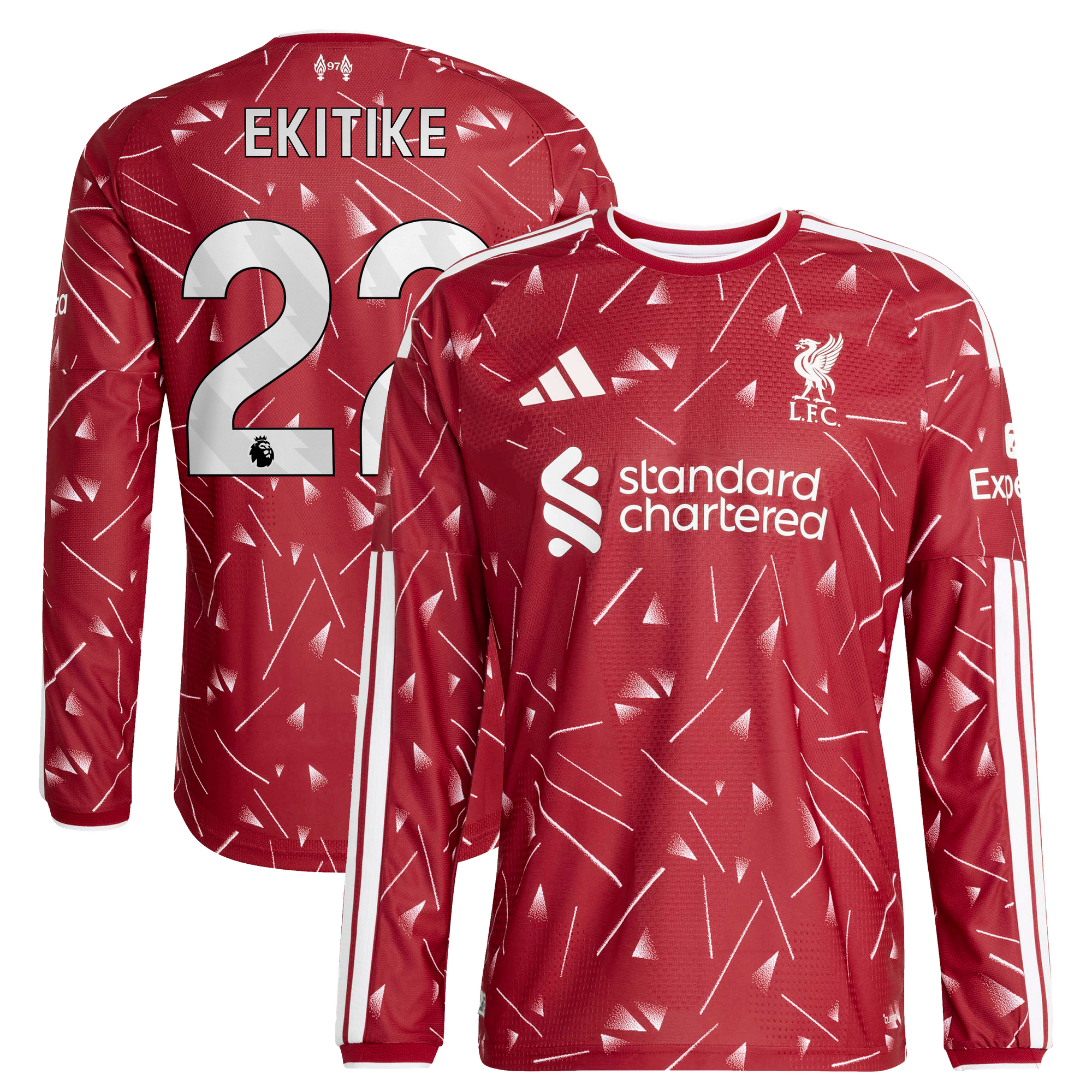 Liverpool adidas Home Authentic Shirt 2026-27 - Long sleeve with Ekitike 22 printing