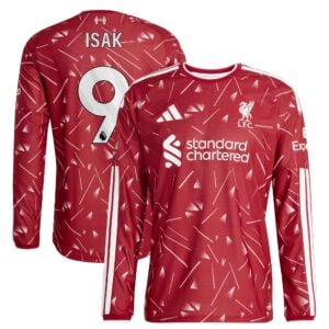 Liverpool adidas Home Authentic Shirt 2026-27 - Long sleeve with Isak 9 printing