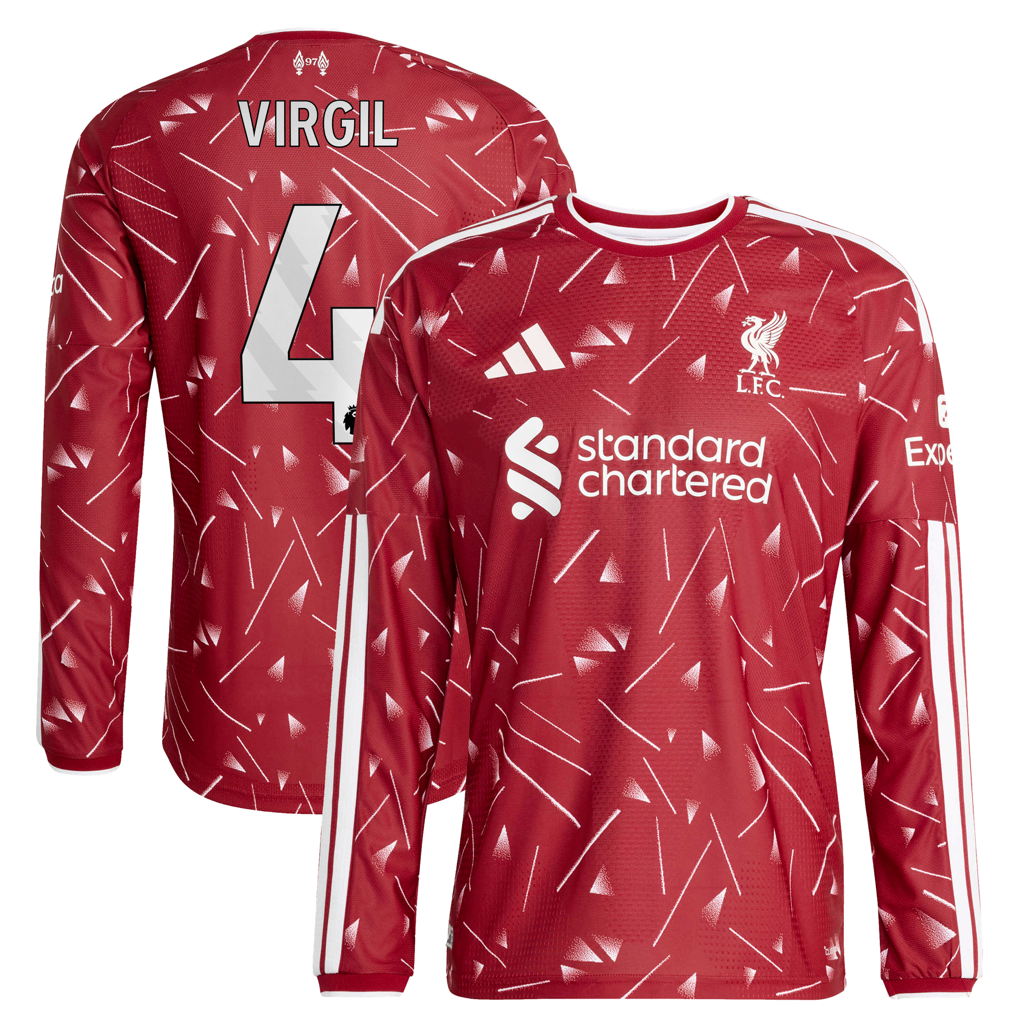 Liverpool adidas Home Authentic Shirt 2026-27 - Long sleeve with Virgil 4 printing
