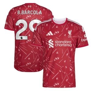 Liverpool adidas Home Authentic Shirt 2026-27 with B.Barcola 29 printing