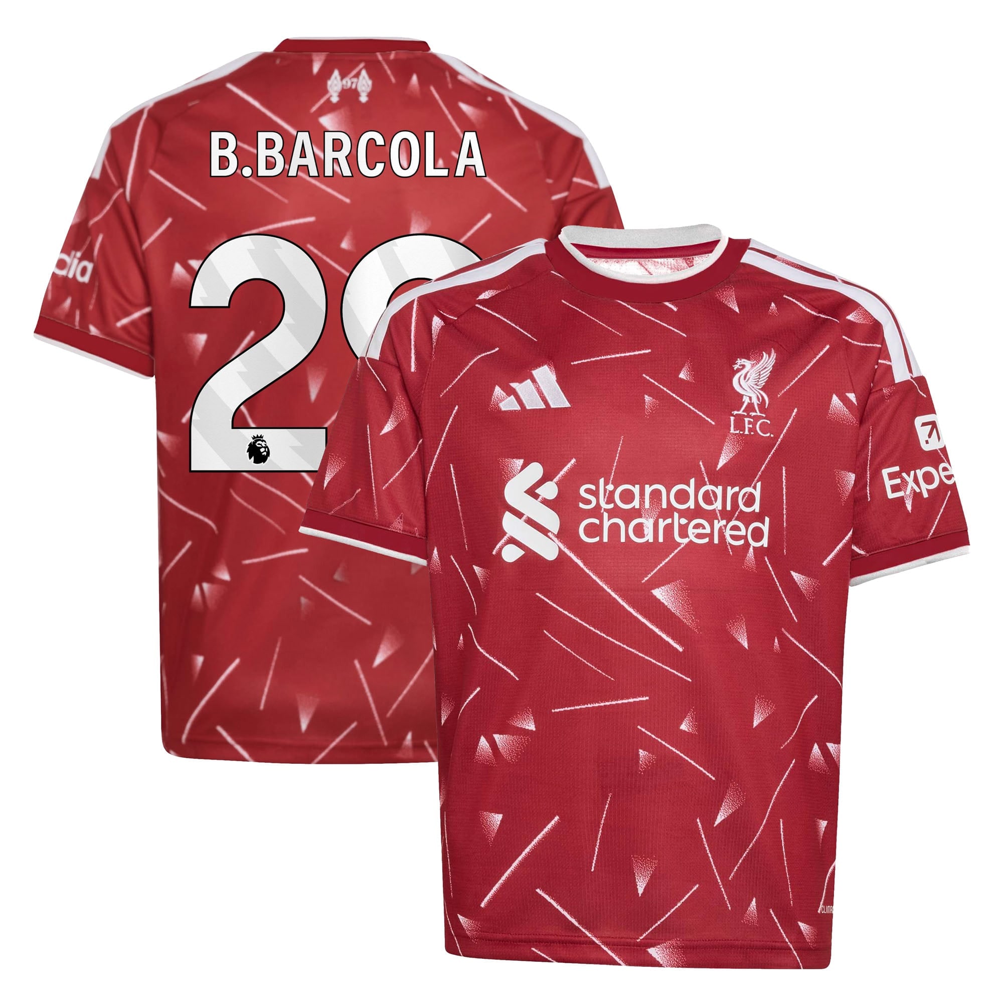 Liverpool adidas Home Shirt 2026-27 - Kids with B.Barcola 29 printing