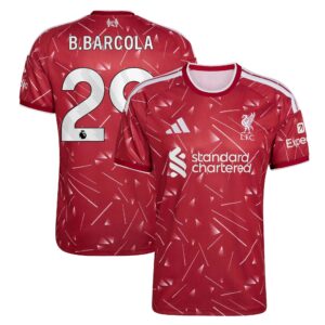 Liverpool adidas Home Shirt 2026-27 with B.Barcola 29 printing