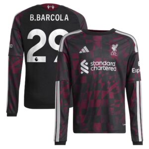 Liverpool adidas Third Shirt 2026-27 - Kids - Long Sleeve with B.Barcola 29 printing