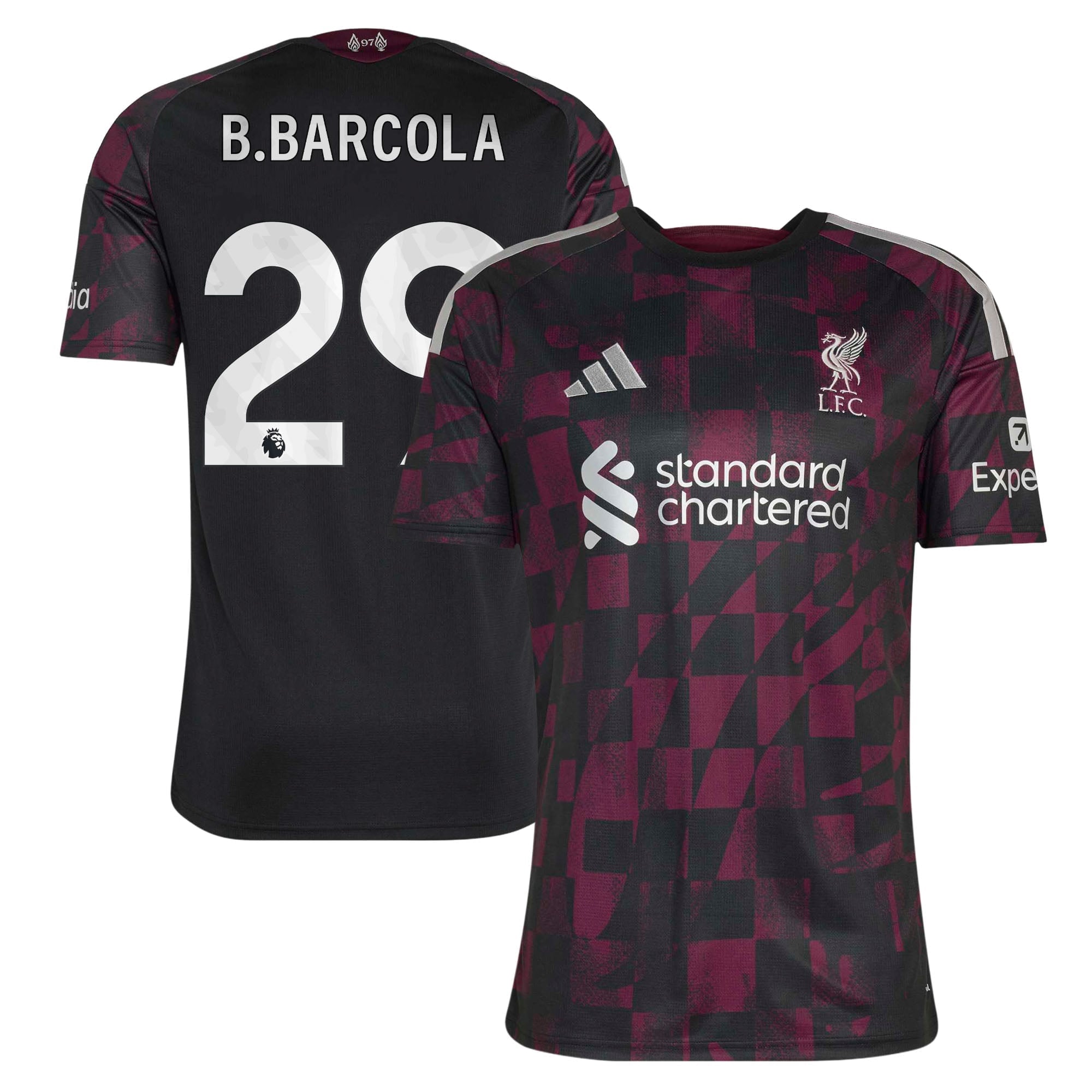 Liverpool adidas Third Shirt 2026-27 with B.Barcola 29 printing