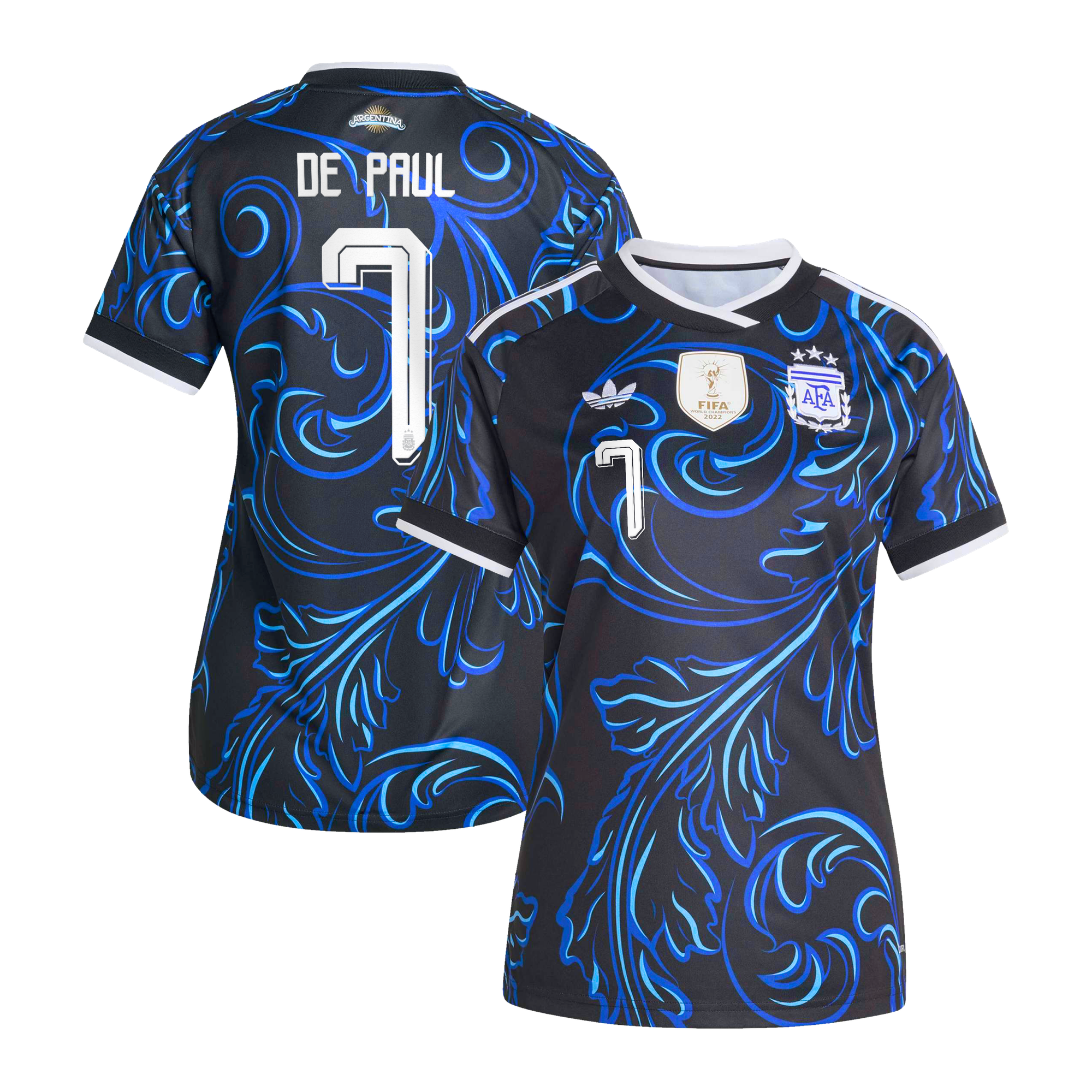 Argentina adidas Away Shirt 2026 - Womens with De Paul 7 printing