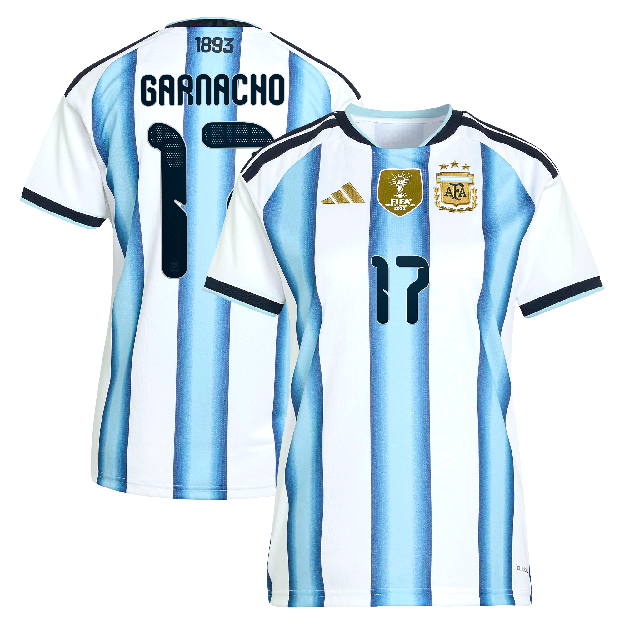 Argentina adidas Home Shirt 2026 - Womens with Garnacho 17 printing