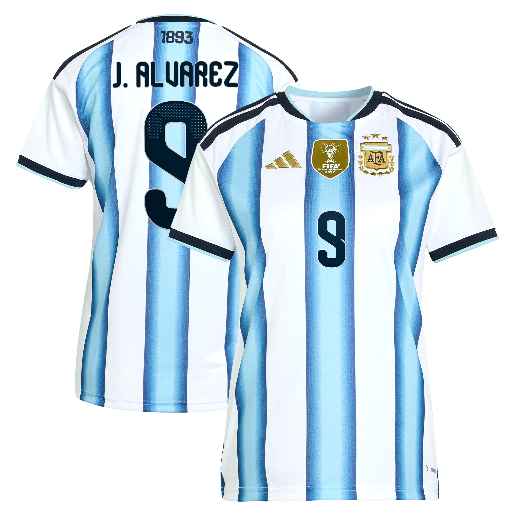 Argentina adidas Home Shirt 2026 - Womens with J. Alvarez 9 printing