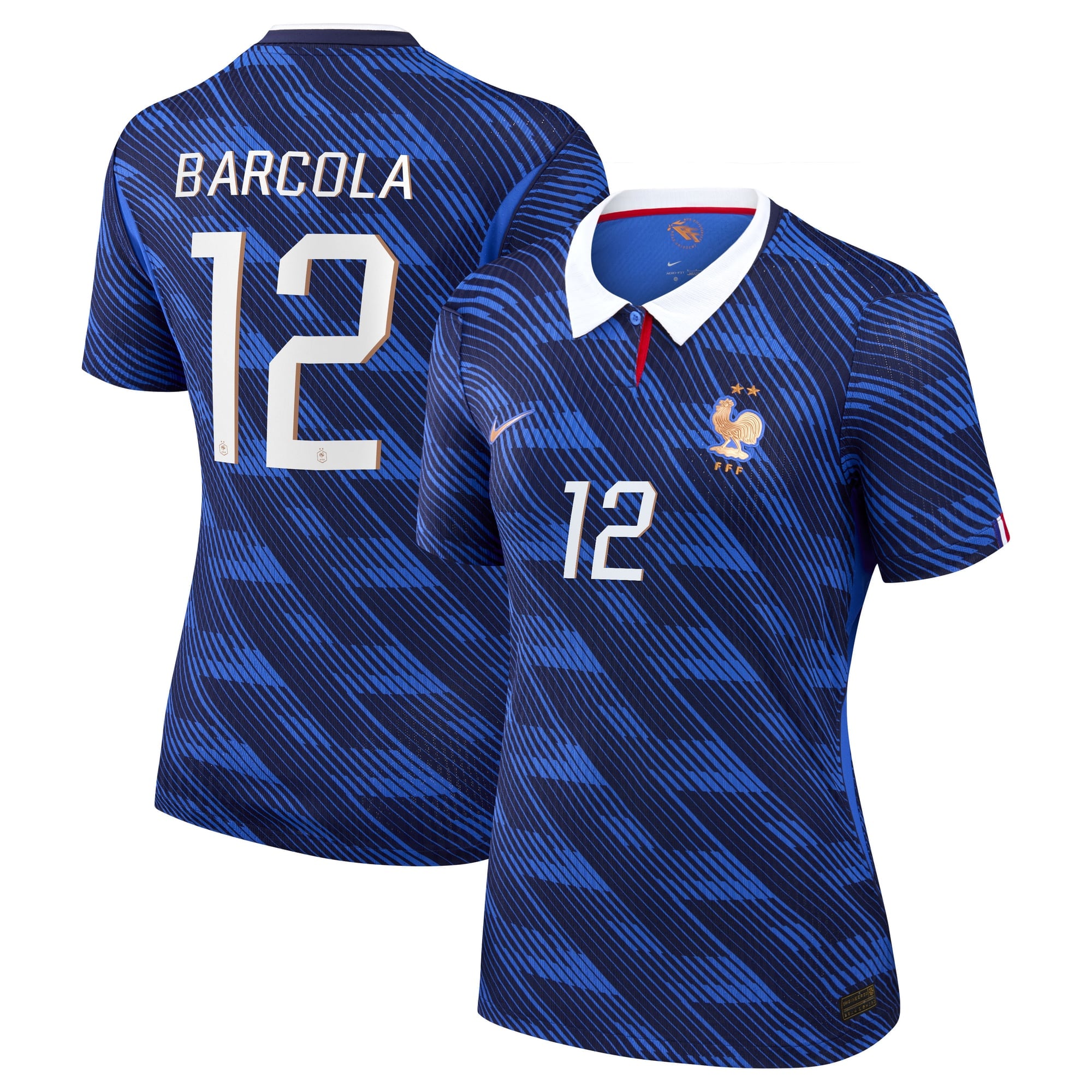 France Nike Home Aero-Fit Match Shirt 2026 - Womens with Barcola 12 printing