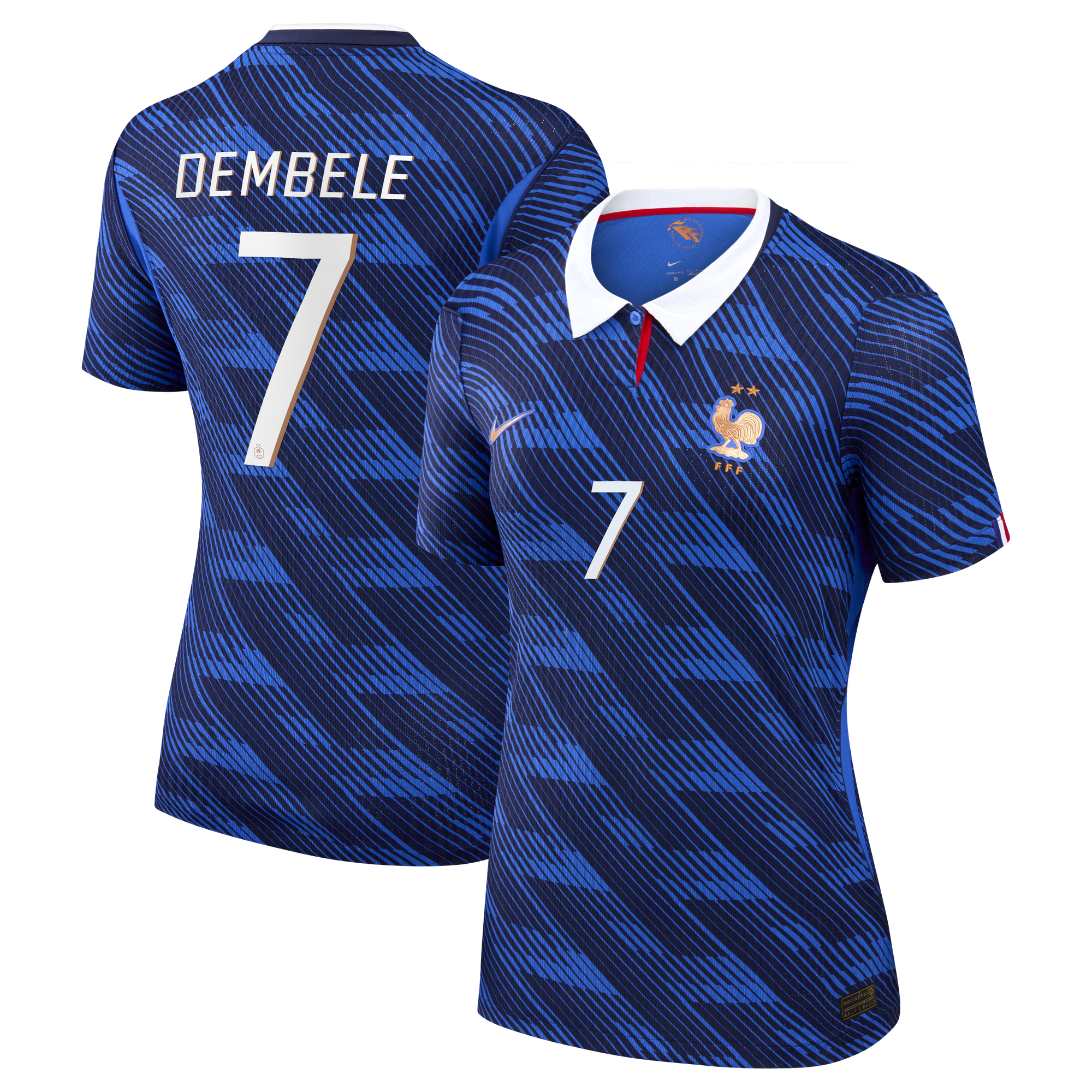France Nike Home Aero-Fit Match Shirt 2026 - Womens with Dembele 7 printing