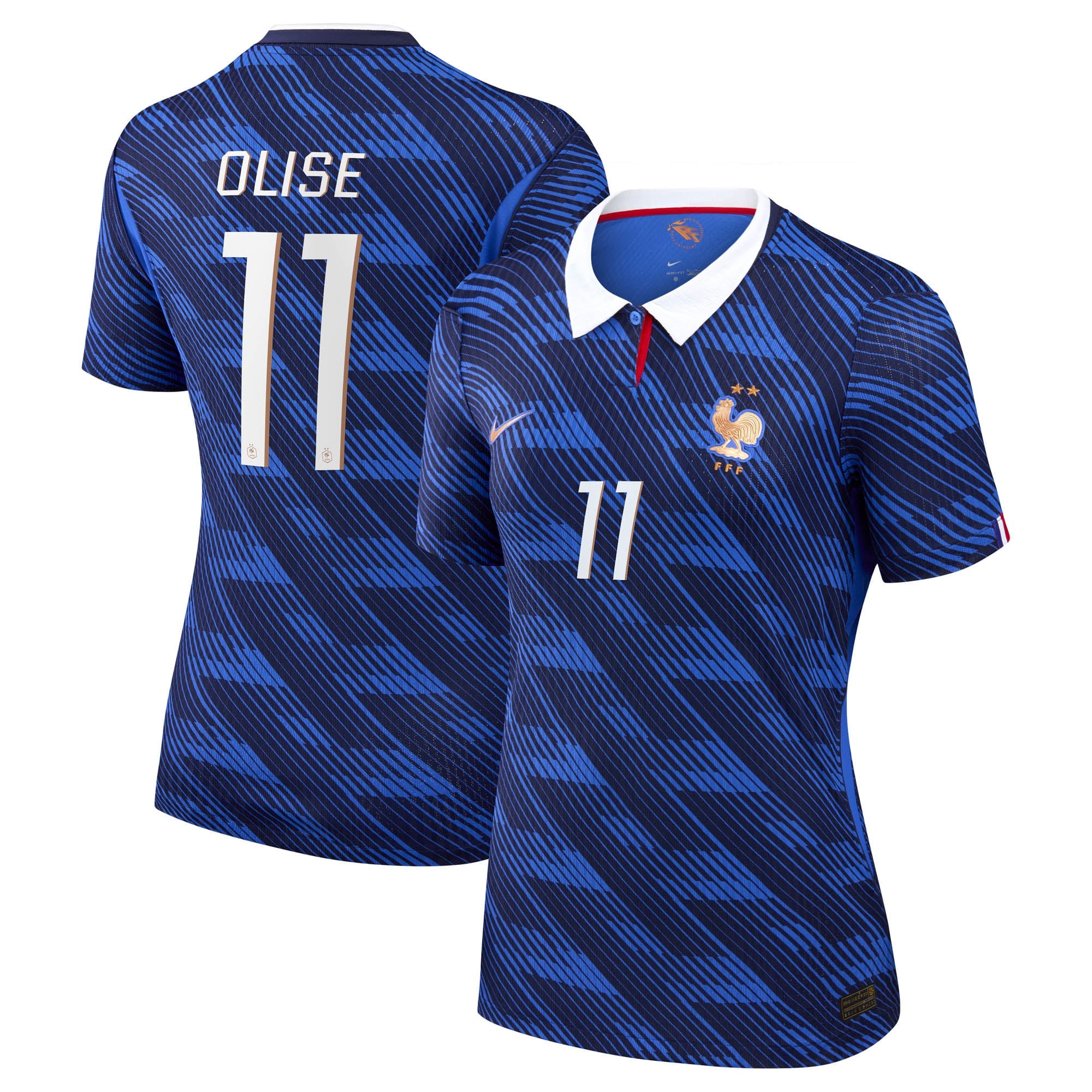 France Nike Home Aero-Fit Match Shirt 2026 - Womens with Olise 11 printing